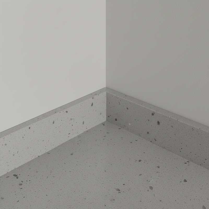 Concrete-Look Quartz Stone Surface Texture Detail Close-up detail of concrete-look engineered quartz stone surface in medium grey showing matte texture and tonal variation