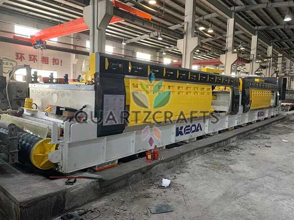 Advanced vibro-compression production line ensuring high-density and low water absorption for quartz slabs